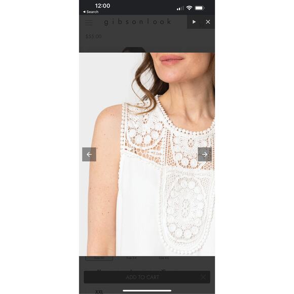 Halogen Gibson Nordstrom Luna Crochet Lace Yoke Layering Blouse Small - Picture 5 of 6